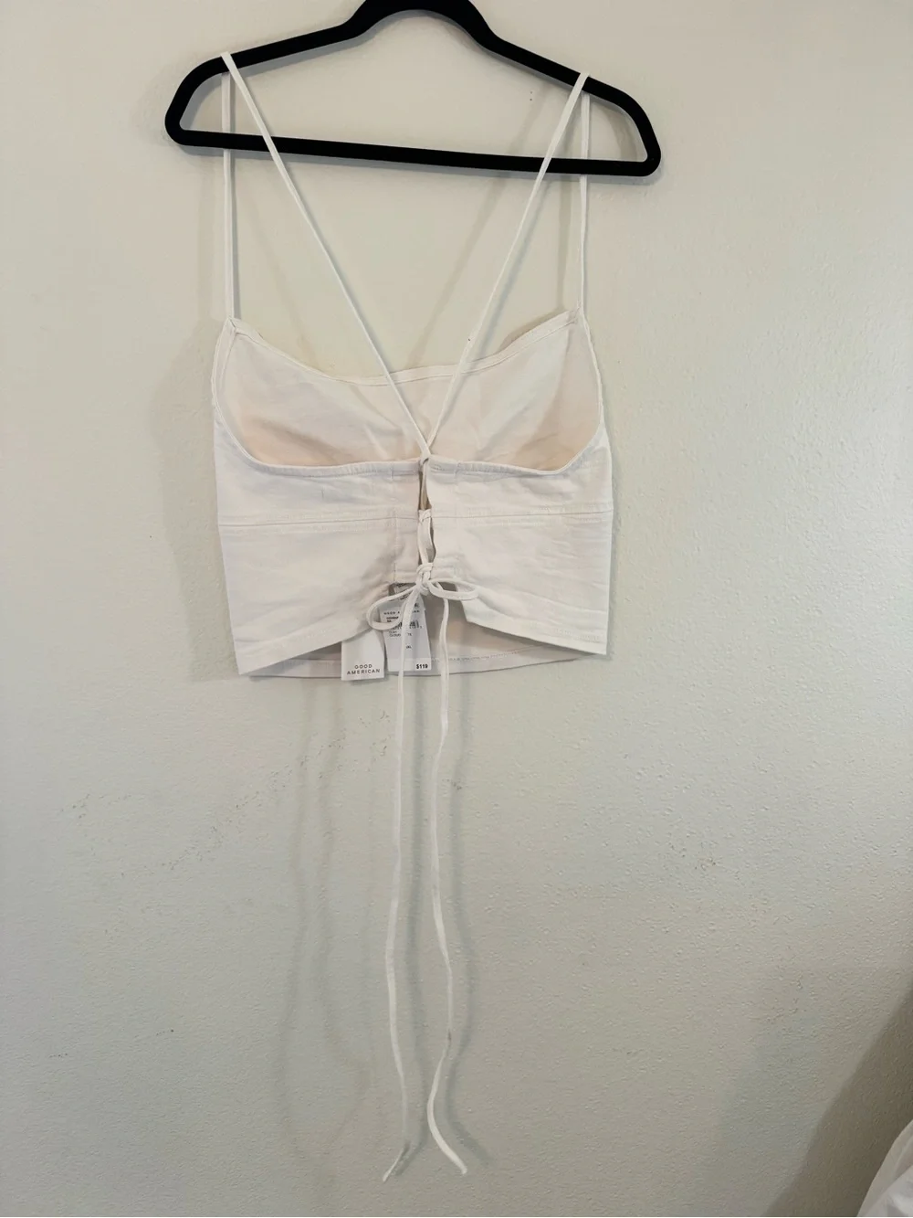 GOOD AMERICAN Tie Back Denim Crop Camisole - Picture 4 of 5
